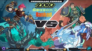 2XKO Season 2/Gold III ranked /pure gameplay (opponent) Vi-Tresh VS Warwick-Darius (me)