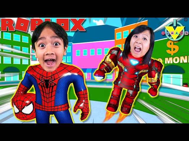 Superhero Ryan and Superhero Mommy in Roblox! Let's Play Roblox Superhero Tycoon! class=