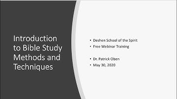 Introduction to Bible Study Methods and Techniques