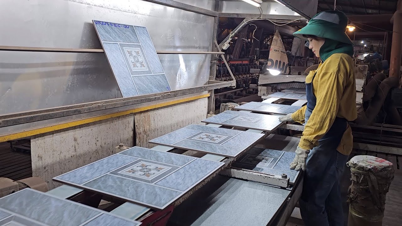 Tiles Making Process Process of Making Ceramic Tile Inside The Factory Using Fully Automated ...