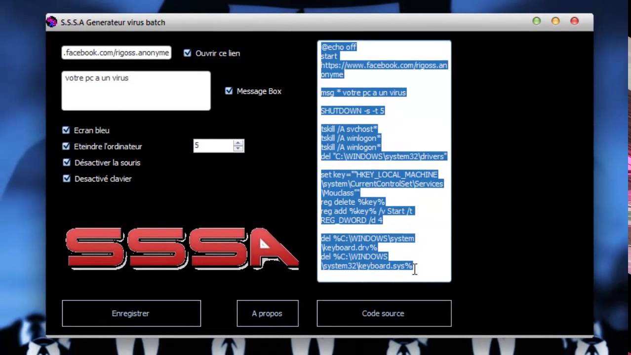 s.s.s.a gnrateur virus batch s.s.s.a gnrateur virus batch