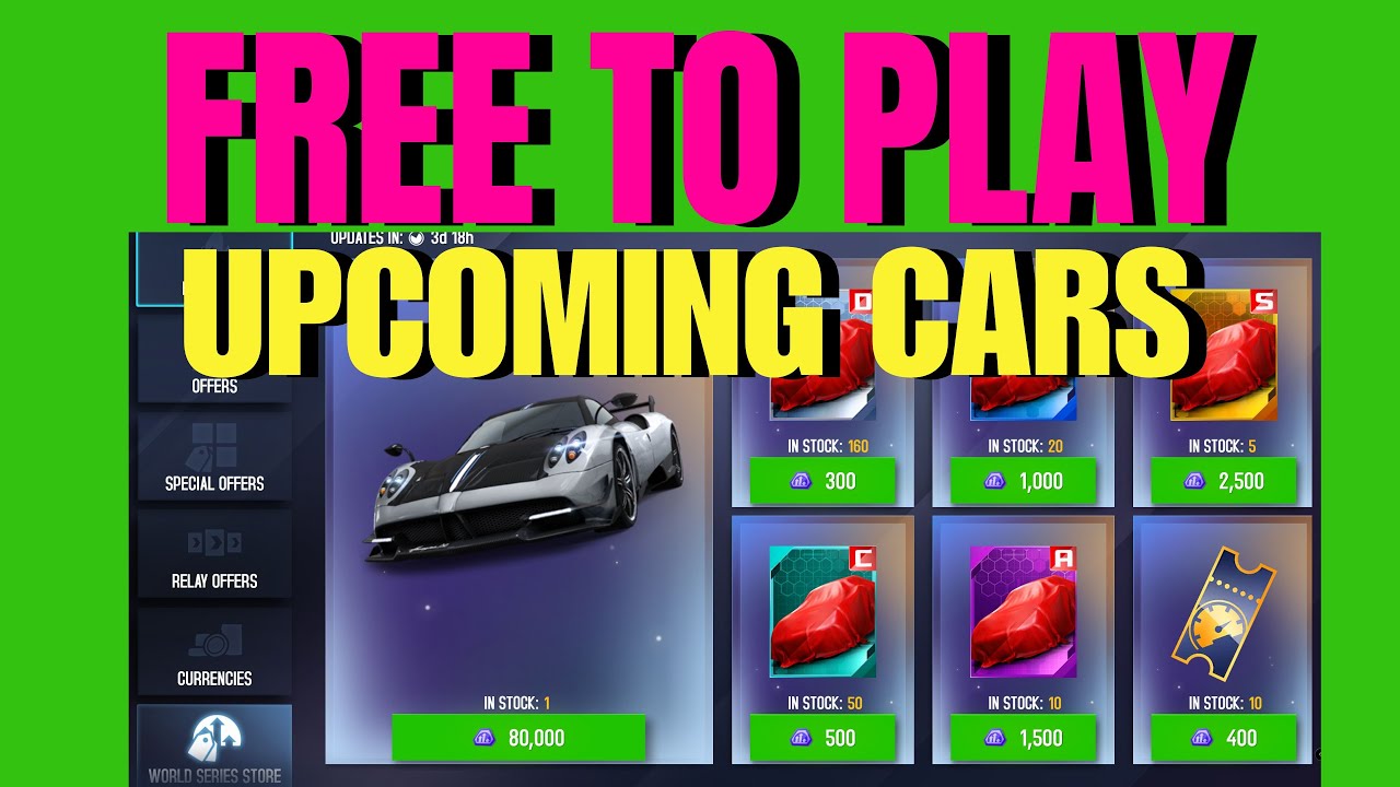 Asphalt 8 / Free to play cars to unlock in the world series store