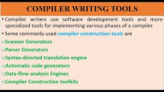TOPIC 6 - COMPILER WRITING TOOLS