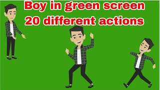 Boy cartoon character in green screen| all poses| green screen cartoon
