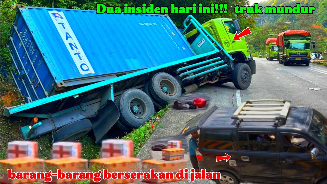 Sitinjau lauik hari ini!!! Truk mundur tidak kuat menanjak. 