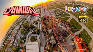 Famous Cannibal Roller Coaster at Sunset On Ride Front Seat Ultra HD 4K POV Lagoon 2021 09 05 Wealth