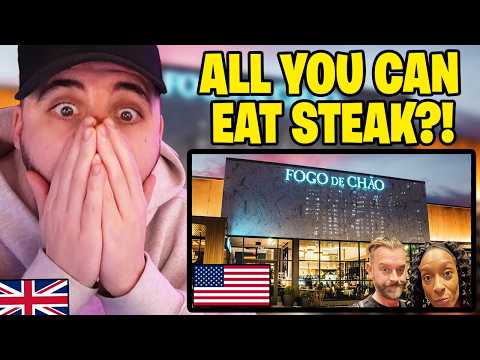 Brit Reacts to an American Steakhouse All YOU Can Eat!