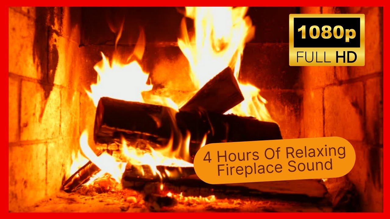 Crackling Fireplace!! NO MUSIC, 4 Hours Of Relaxing Fireplace Sounds