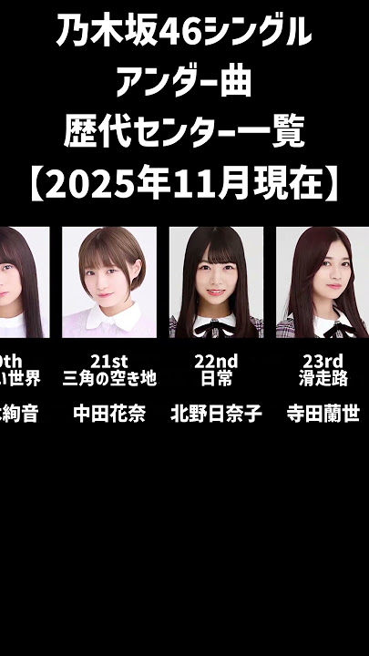 【2025年11月時点】乃木坂46シングル アンダー曲 歴代センター一覧    #乃木坂46 #櫻坂46 #日向坂46