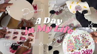 Unboxing Sublimation Inventory & Making my first door hanger | Business Vlog