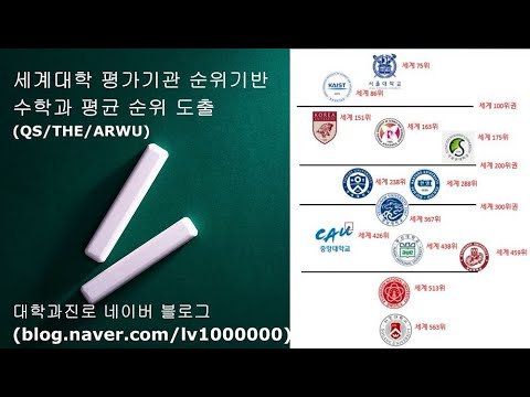 2019 2020년 수학과 대학순위 Mathematics Korean University Ranking 