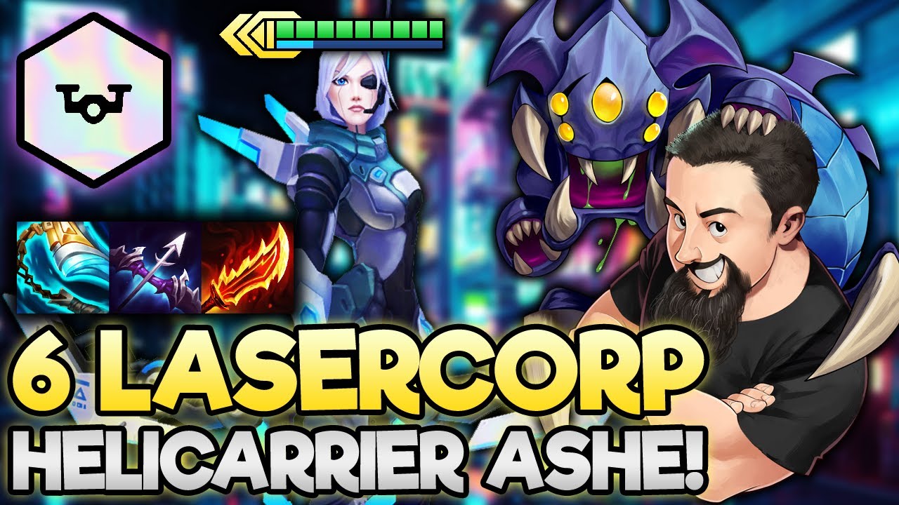 6 Lasercorp Hero Ashe Helicarrier!! TFT Glitched Out Teamfight