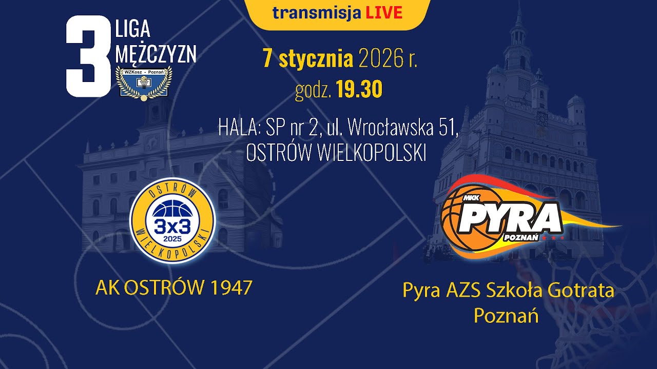 AK OSTRÓW 1947 -  PYRA AZS SZKOŁA GORTATA POZNAŃ  - 3LM - 07.01.2026