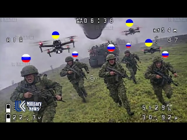 Azov Brigade drones brutally wiped out a group of Russian troops leaving no survivors