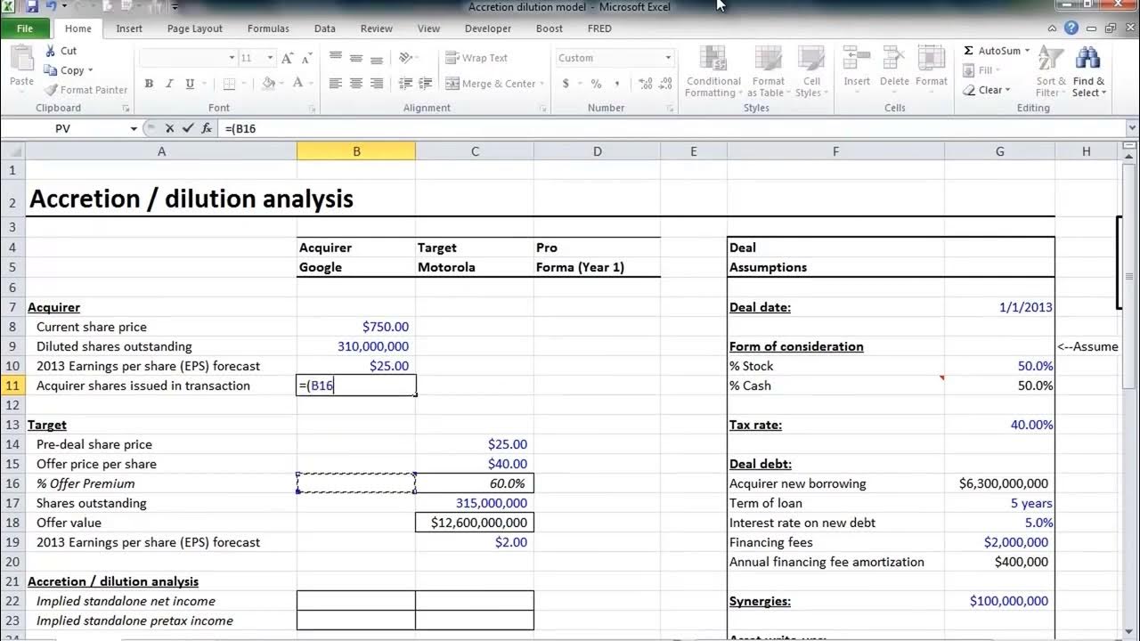 Financial Modeling Quick Lessons Accretion / Dilution (Part 1