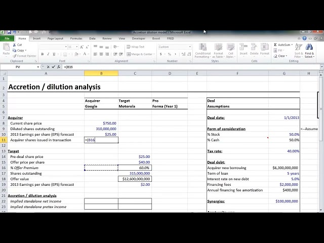 Financial Modeling Quick Lessons: Accretion / Dilution (Part 1) [UPDATED] class=