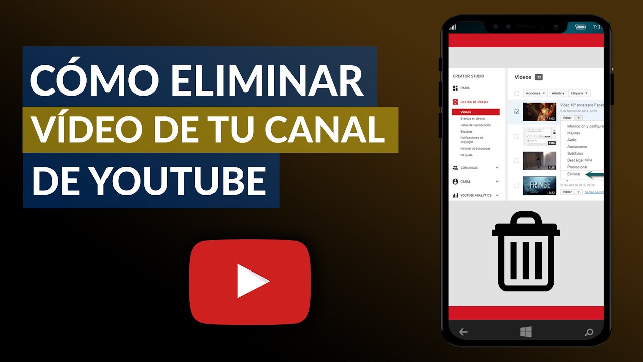 Cómo ELIMINAR un VIDEO de tu Canal de YOUTUBE en Pocos Pasos - YouTube