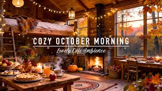 Cozy October Fall Morning In Cozy Coffee Shop Ambience Soft Piano Jazz Music For Work, Great Mood