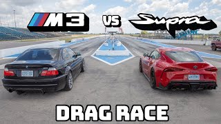 BMW 2JZ M3 vs Toyota Supra DRAG & ROLL RACE