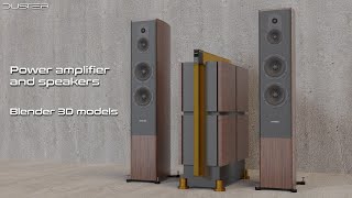 Dynaudio power amplifier and speakers - Blender 3D models.
