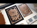 Linocut Printmaking Process: Copper Ink On Black Paper, By Maarit Hänninen