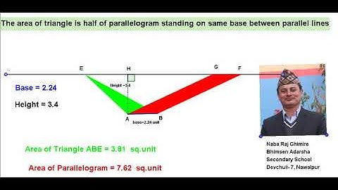 Area of triangle is half of parallelogram standing on same base between same parallel lines