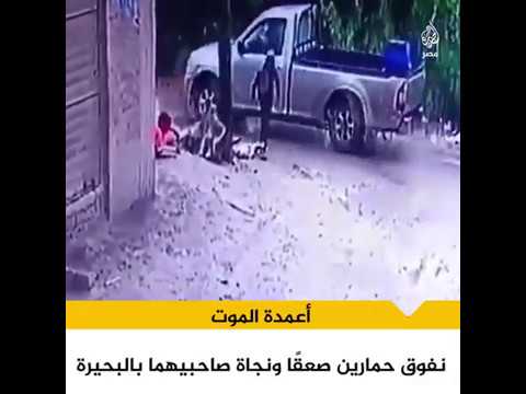 مشهد مرعب جدا كارثه بسبب اعمده النور فى الشتاء