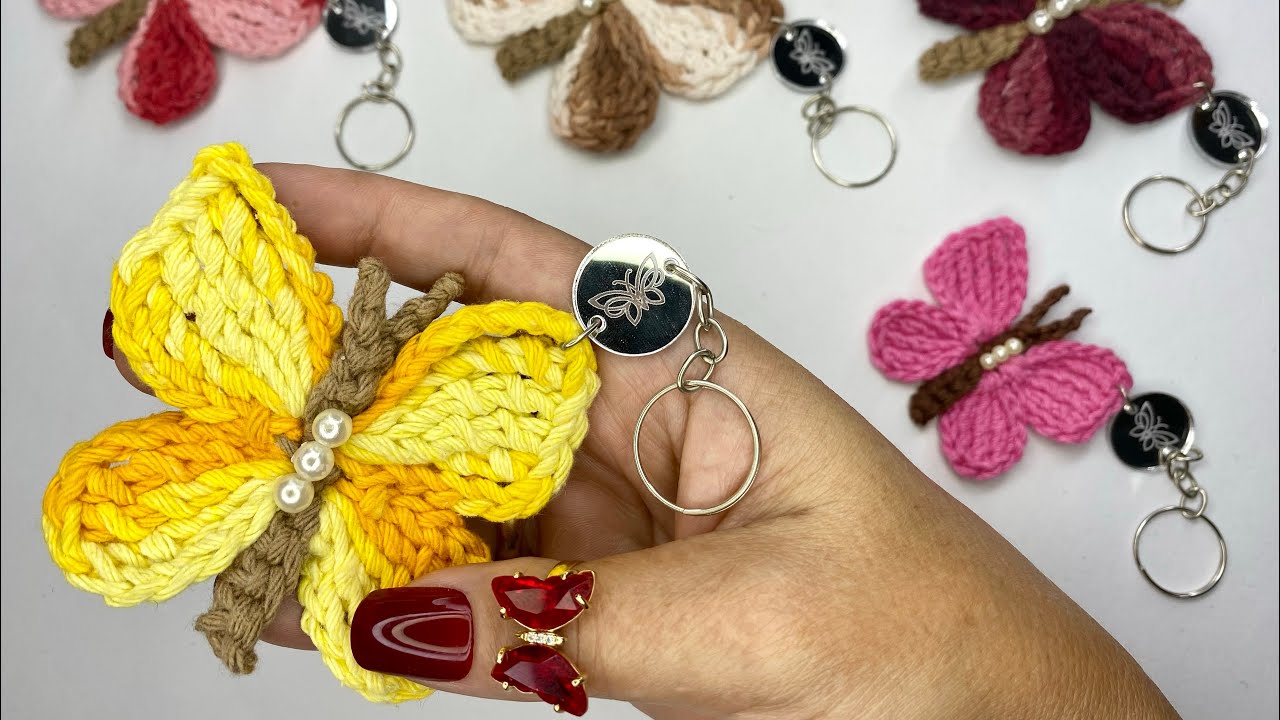 Chaveiro Borboletas em crochê