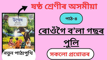 Class 6 Assamese Chapter 4 Question Answer | পাঠ-৪ ৰোওঁগৈ ব’লা গছৰ পুলি সকলো প্ৰশ্নোত্তৰ | #class6
