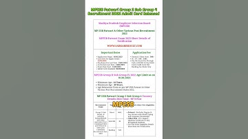 MPESB Patwari Group 2 Sub Group 4 Admit Card Released | MPESB Patwari | #mpesb #mppatwari #shorts