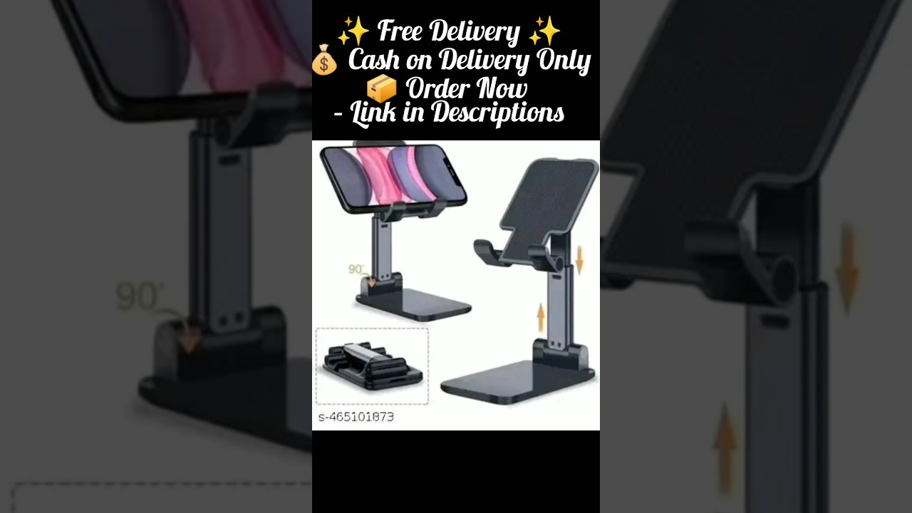 Mobile phone holder /Adjustable /Foldable / Anti-skit / wide Compatible (Black) tabletop