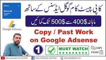 Copy Paste Work on Google AdSense | Copy Past Work | Copy Past Work on Blogger | Make Money Online