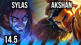 SYLAS vs AKSHAN (MID) | 1200+ games, 9/2/5 | KR Master | 14.5