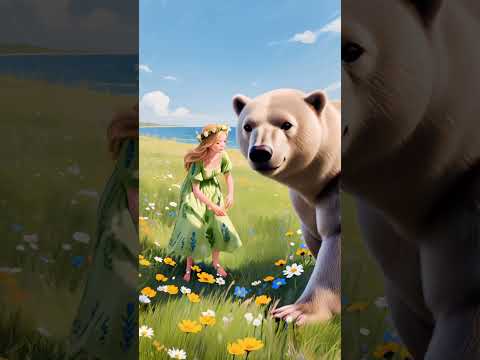 فتاة تركب الدب في مشهد خيالي مذهل