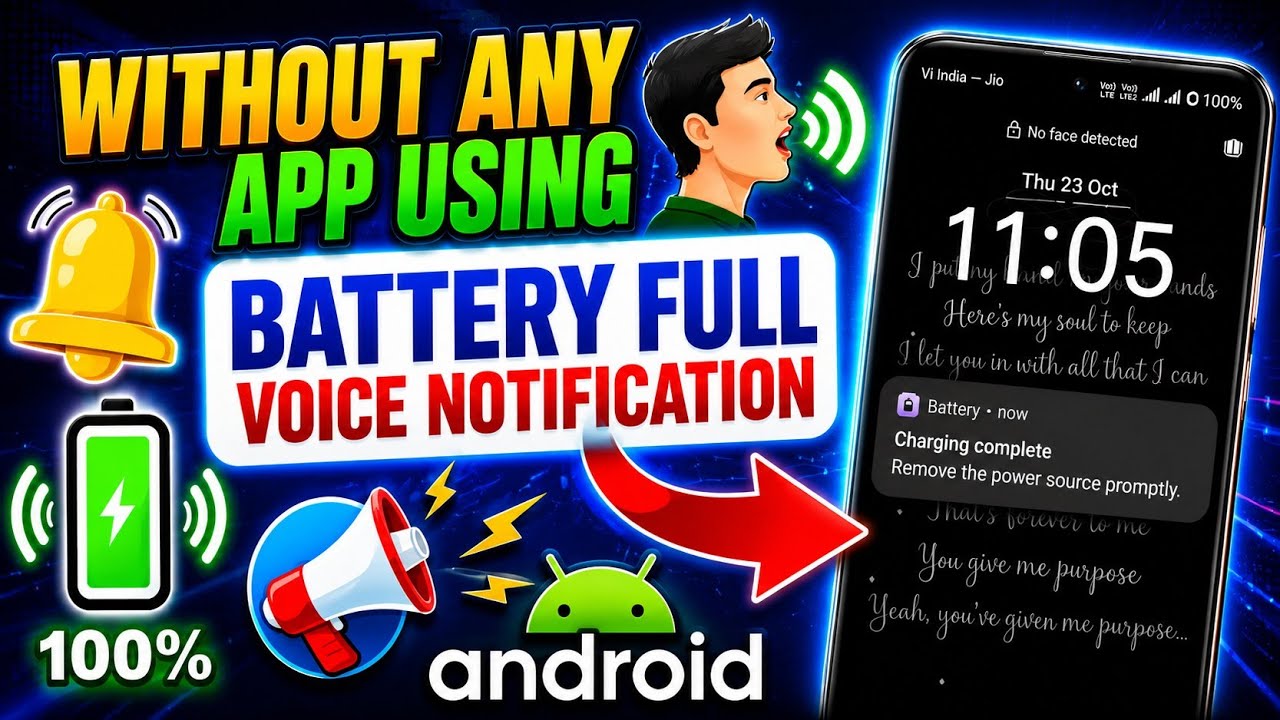 How to Set Battery Full🔋Alert Sound (Voice) Notification?🗣️ No App ...