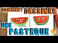 Comment dessiner une pasteque mignonne kawaii  dessin pour enfant