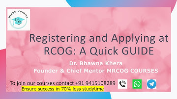 MRCOG COURSES   RCOG registration and Eligibility application guide