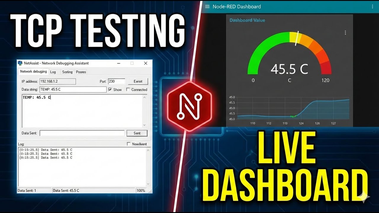 Тестирование TCP в Node-RED: используйте симулятор TCP для создания интерактивной панели монитори...