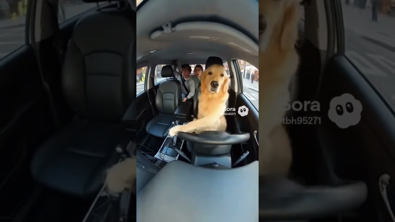 Ужасная поездка на такси: водитель золотистого ретривера мчится по городским улицам!