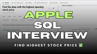 Apple SQL Interview: Find the Date with the Highest Opening Stock Price | MAX() in SQL
