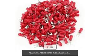 Absolute USA RS8-200 200PCS Red Insulated Fork Spade Wire Connector Electrical Crimp Terminal 18-...