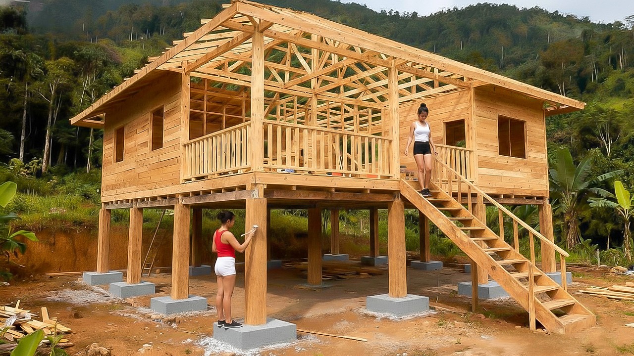 TIMELAPSE: A Young Woman Transforms Raw Wood Into a Wooden House Built to Last Hundreds of Years