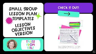 Lesson Objectives Intervention & Small Group Lesson Planning Templates with Editable Option