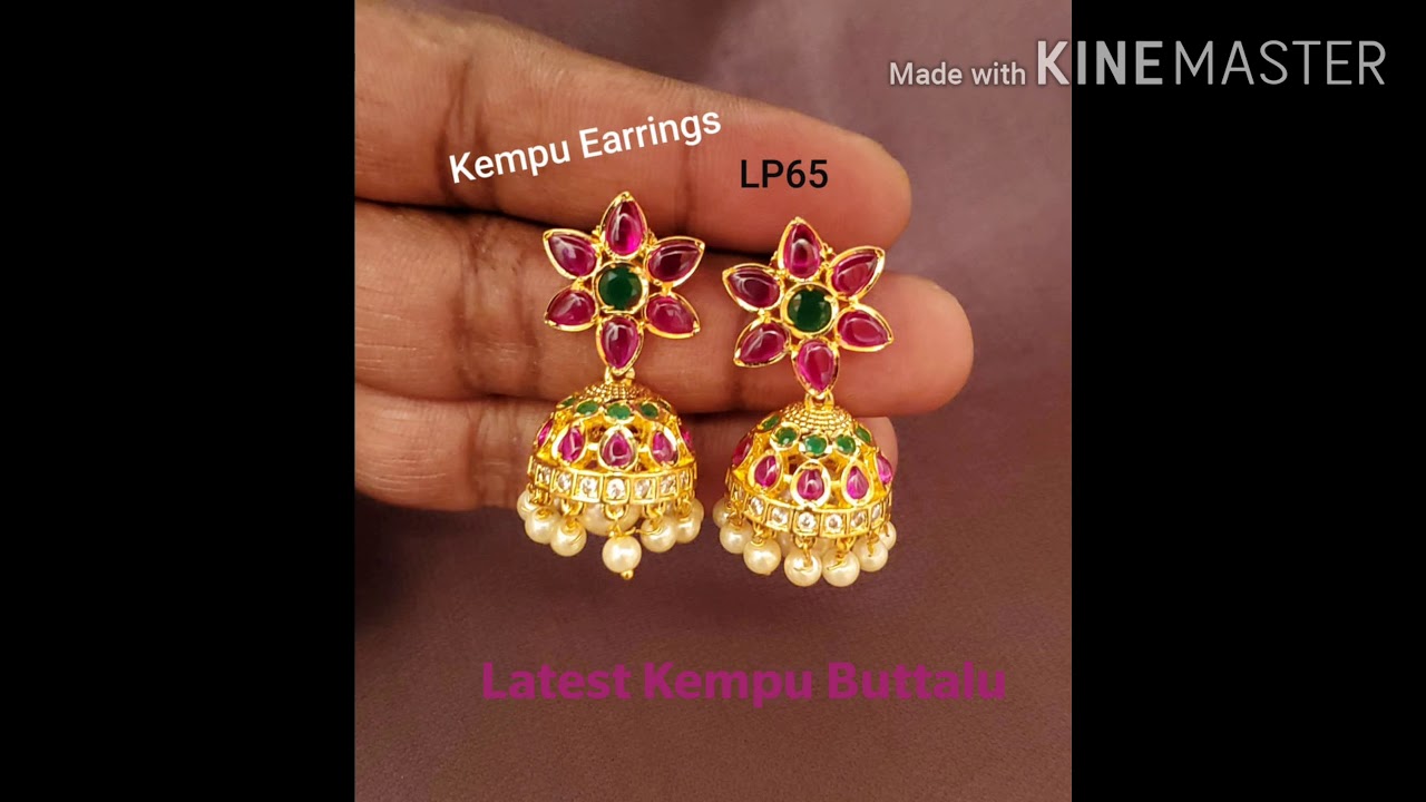 Orginal Kempu Jewellery Silver with Gold Polish Jumki Jewellery South India  Earrings