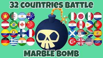 Survive the Bomb - 32 Countries - Algodoo Marble Race