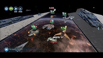 SWGOH Grand Arena Ships battle. Executor with Punishing One mirror match.