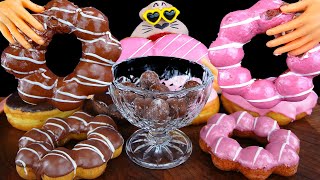 FUNNY MUKBANG :) Strawberry & Chocolate Donuts Eating Show! screenshot 5