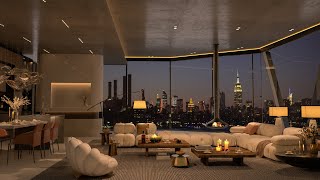 4k City Lights Jazz - Relaxing by the Cityscape Fireplace with Smooth Jazz Melodies 🎶Tranquil Escape