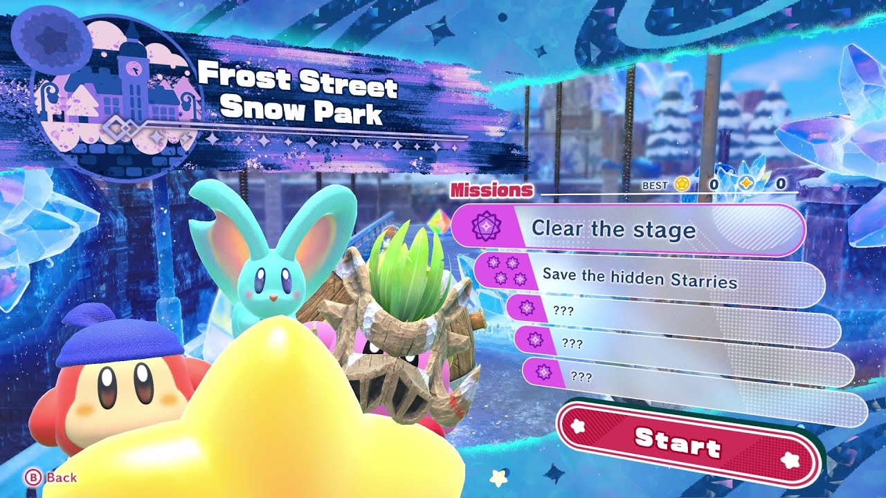 Kirby Star-Crossed World - Frost Street Snow Park ❄️ (Full Level First Playthrough)