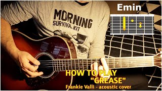 Video thumbnail of "How to play "Grease" - easy acoustic guitar"